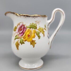 VINTAGE ROYAL ALBERT CREAMER PITCHER Porcelain FLORAL DECORATION Gold Rim